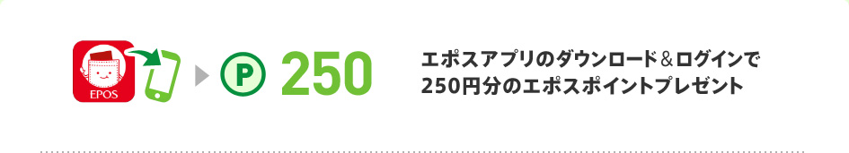 エポスアプリのダウンロード&ログインで250円分のエポスポイントプレゼント 